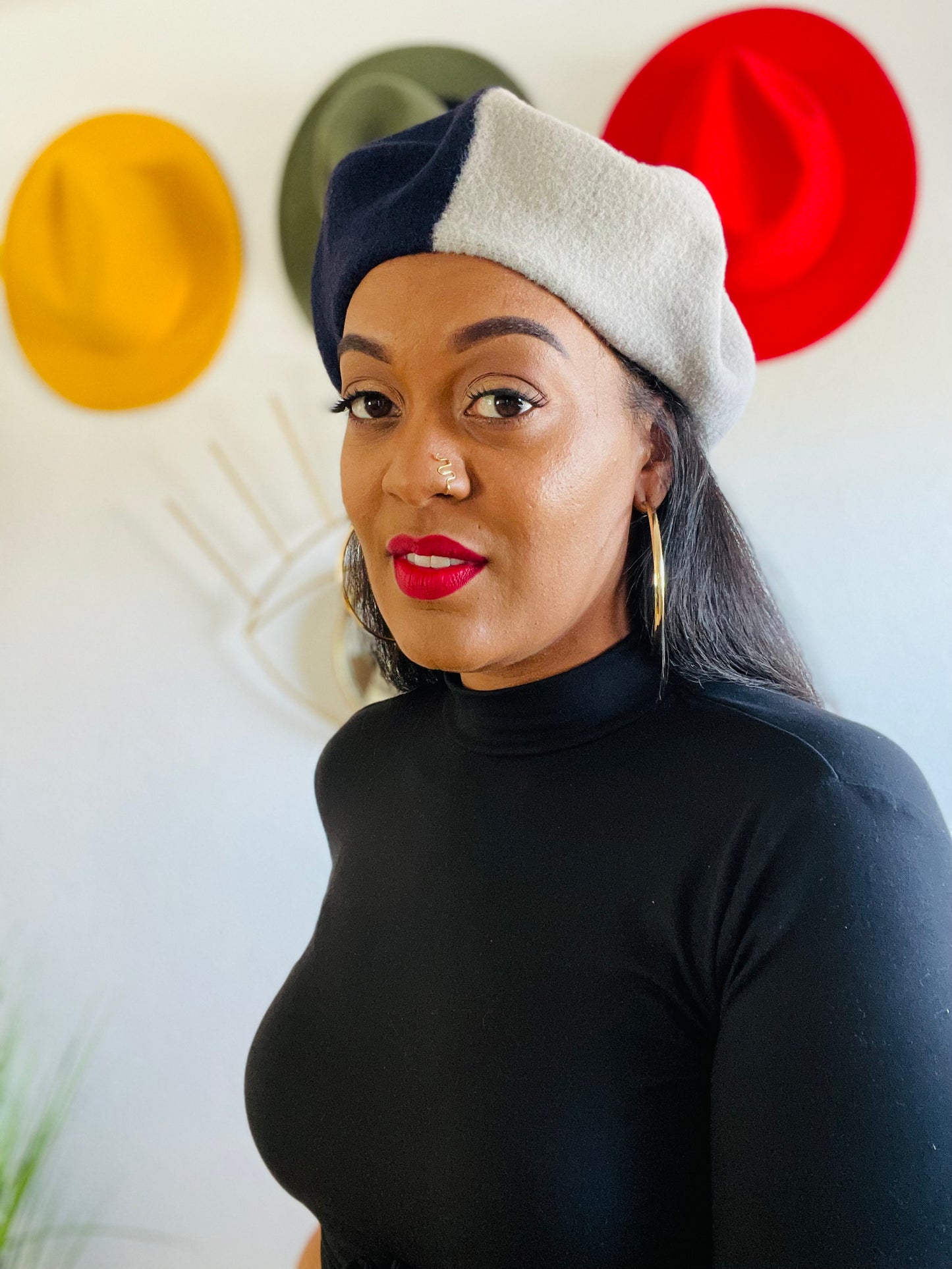 Plush Color Block Beret