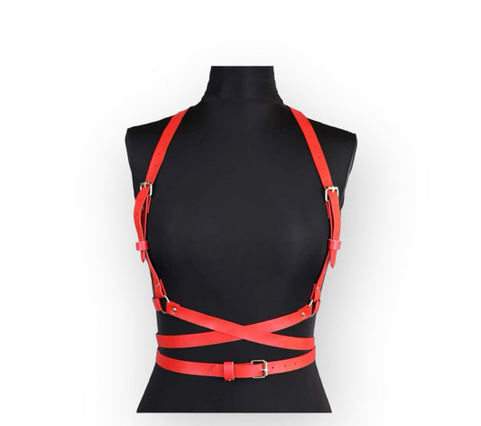 Red Studded Harness Belt