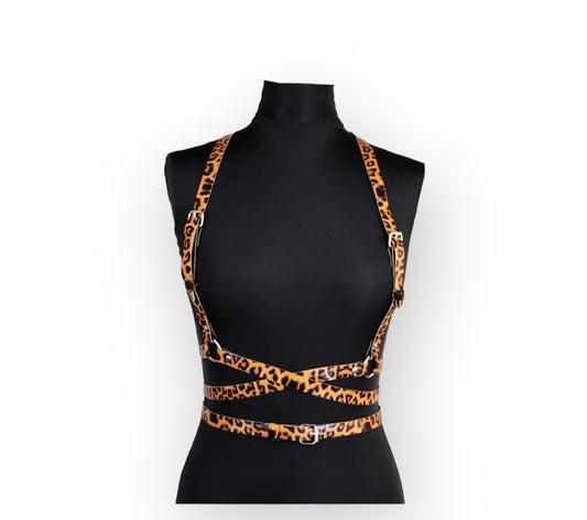 Leopard Studded Harness Belt