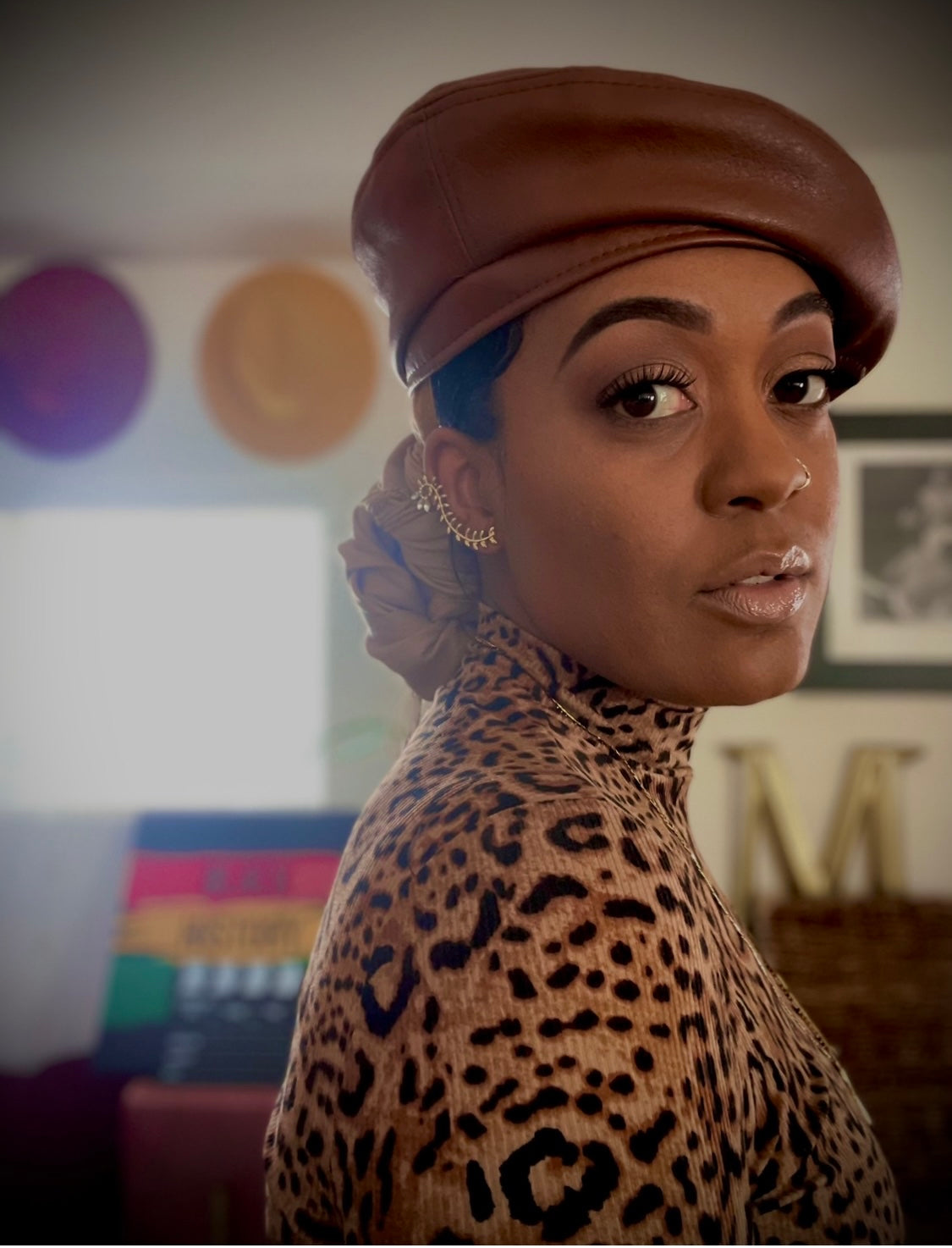 Miss Brown Leather Beret