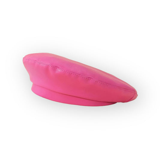 Hot Pink Leather Beret